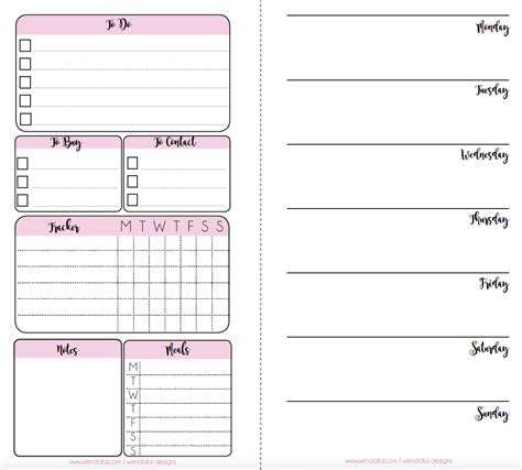 planner inserts week   page  trackers wendaful planning