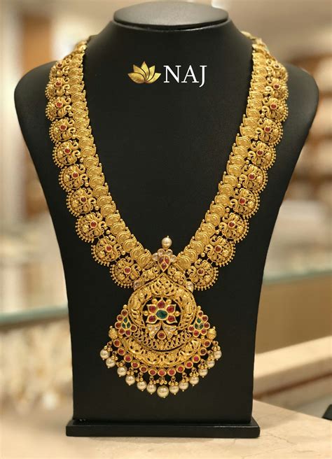 beautiful traditional gold necklace haram designs south india jew gold