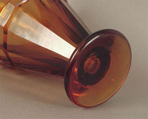 Art Deco Amber Moser Faceted Glass Vase At 1stdibs