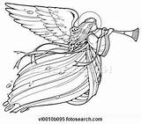 Angel Clipart Trumpet Clip Trumpeting Drawing Blowing Christmas Drawings Coloring Victorian Clipground Fotosearch Search Choose Board Pages sketch template