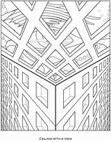 Escher Kleurplaten Gezichtsbedrog Effortfulg Surreal Dover Adults Optische sketch template