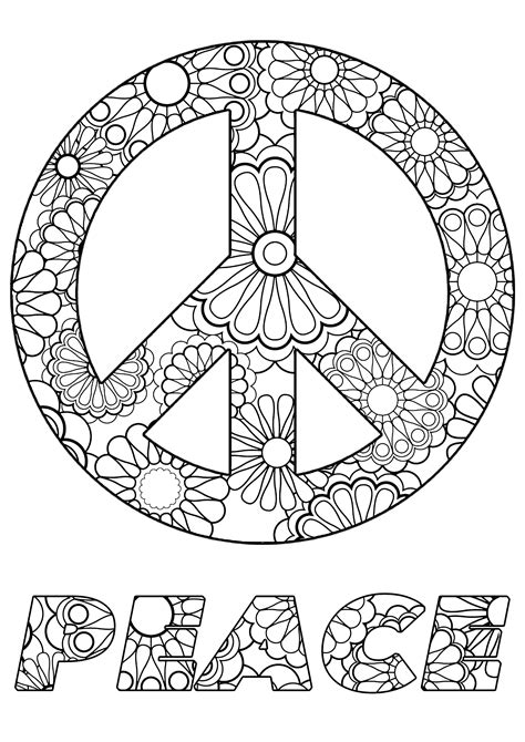 printable peace signs coloring pages  printable peace sign