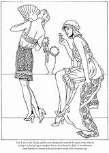 Coloring Roaring Fashion Twenties Template Pages Flappers 1920s sketch template