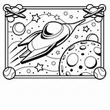 Coloring Space Pages Spaceship Kids sketch template