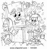 Coloring Sink Talking Outline Boy Royalty Clipart Illustration Bannykh Alex Rf Hygiene 2021 sketch template