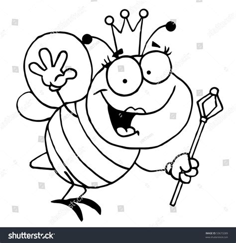 outlined friendly queen bee stock vector illustration