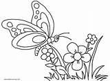 Butterfly Coloring Flowers Pages Printable Kids Color Print sketch template