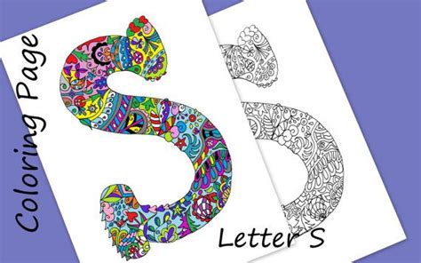 coloring letter   adult coloring  sandradigitaldesigns