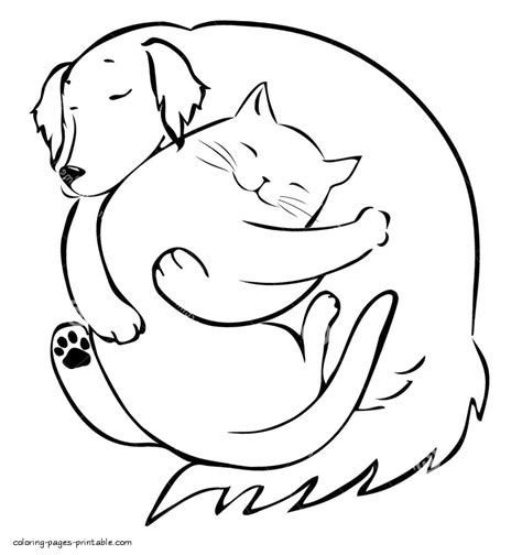 dog  cat sleeping  coloring page coloring pages printablecom
