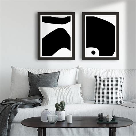black white framed abstract art prints fb cm xl set artwork