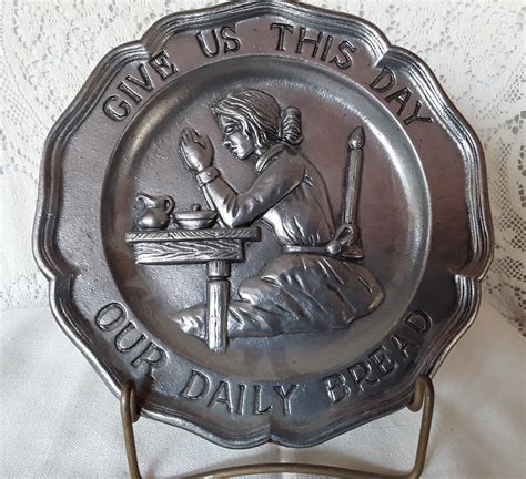vintage sexton pewter woman praying give us our daily etsy