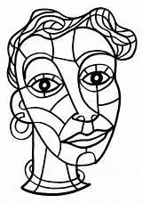 Cubismo Abstracto Coloriage Retratos Visage Aprender Desde Coloriages Faça Artesanato sketch template