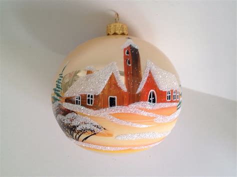 Christmas Polish Blown Glass Ball Ornament Hand Painted 4 Inches Hand