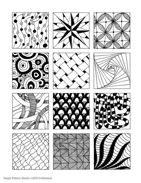 inspired  zentangle patterns  starter pages   zentangle