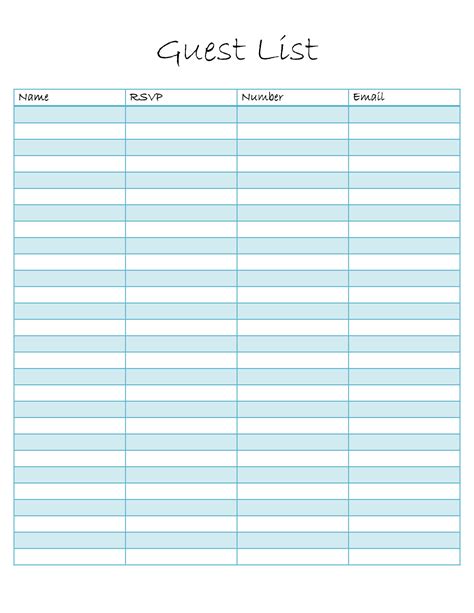 images   printable wedding guest list templates