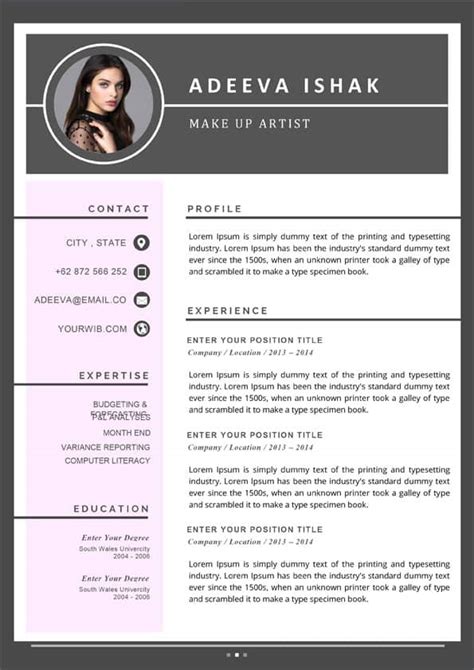 artist resume template editable resume  word downloadable