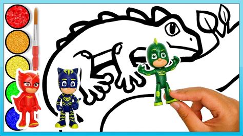 pj masks toys playing gekko gecko drawing  coloring   kids youtube