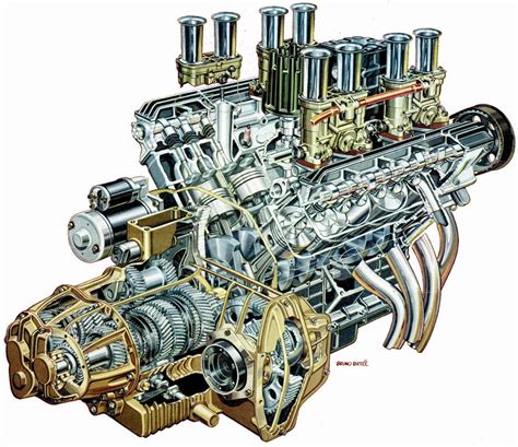 engine cutaway drawing  high quality