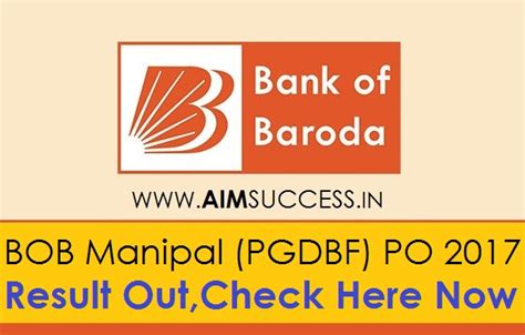 bob manipal pgdbf po 2017 result out check here now