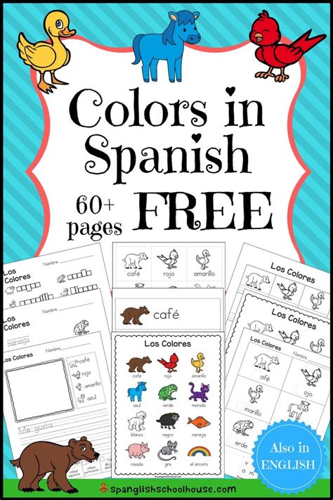 spanish color printables  pages  color fun spanish lessons