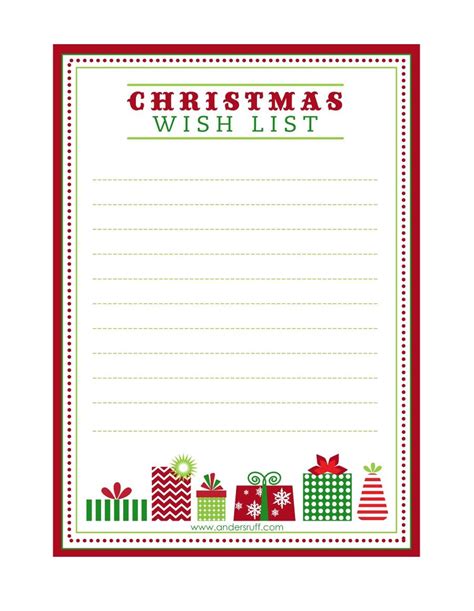 christmas list templates  printable templates