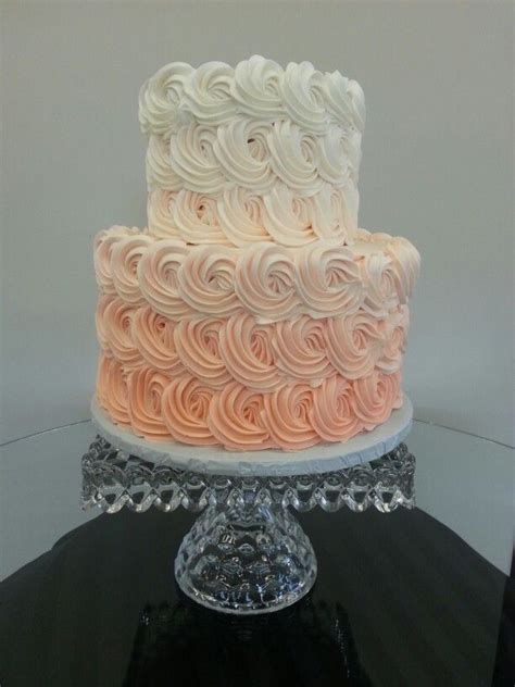 Ombre Coral 2 Tier Wedding Cake Wedding Cake Ombre