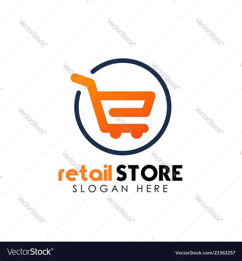 retail store logo design template shopping cart vector image