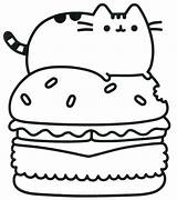 Pusheen Pages Coloring Colorat Hamburger sketch template