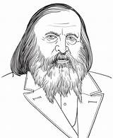 Mendeleev Dmitri Stående Teckning Ritratto Chimico Illustrationer Periodic Vektorer sketch template