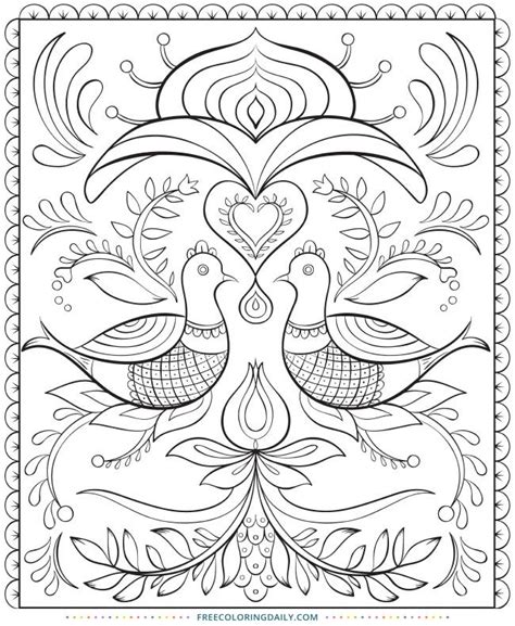 folk art pages coloring pages