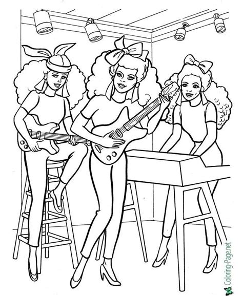 rock stars coloring page  girls sing