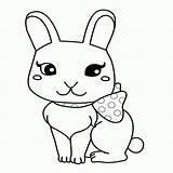 Bunny Konijn Coloringhome Coelhos Kleurplaat Bunnies Makkelijk Rabbits Disimpan Dari sketch template