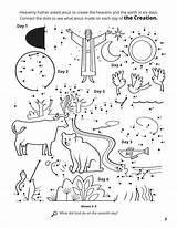 Coloring Creation Pages Sheets Connect Lds Jesus Kids Printable Days Earth Dot God Bible Dots Pdf Worksheets Preschool School Animals sketch template