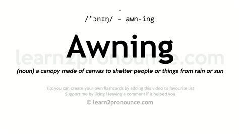 pronunciation  awning definition  awning youtube