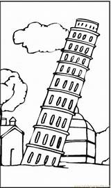 Pisa Tower Leaning Coloring Clipart Pages Sightseeing Architecture sketch template