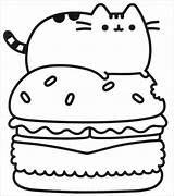 Pusheen Coloring Hamburger Pages Coloringbay sketch template