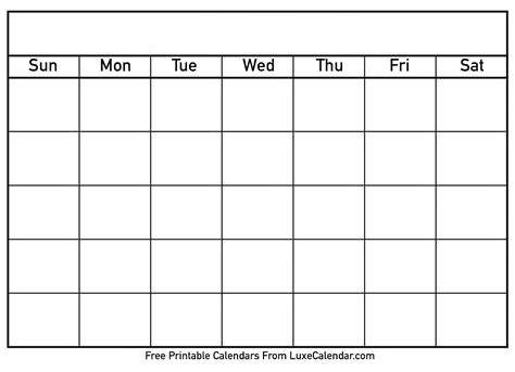 blank printable calendar template weekly  calendar printable