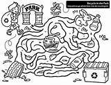 Maze Coloring Recycling Kids sketch template