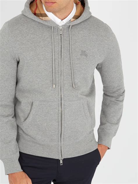 burberry cotton claredon full zip hoodie  grey grey  men lyst