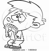 Scared Boy Biting Nails Cartoon Outline His Finger Clipart Coloring Template Poster Print Pages Sketch sketch template