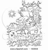 Chasing Wolf Outline Coloring Ball Happy Royalty Clipart Illustration Bannykh Alex Rf 2021 sketch template
