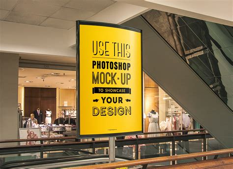 mall advertising stand  sign poster mockup creativebooster