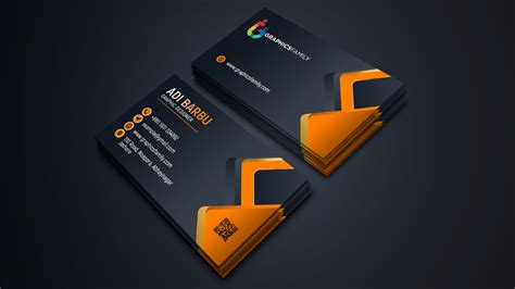 visiting card design  black  orange graphicsfamily