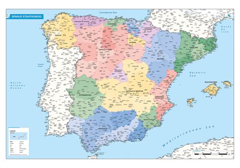 deze staatkundige landkaart van spanje geeft zowel een mooi beeld van administratieve