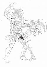 Predator Pages Coloring Berserker Alien Vs Template sketch template