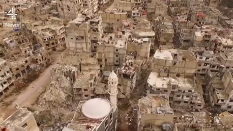 dramatic drone footage shows devastation  syrian city cbs news