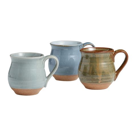 organic glazed ceramic belly mugs set   world market