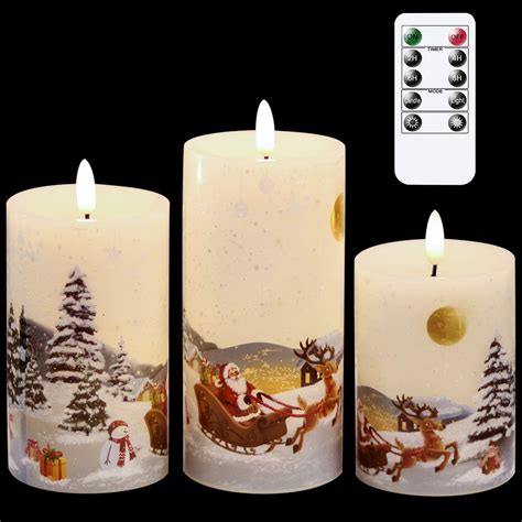 Genswin Christmas Snowman Flameless Candles Flickering Battery Operated
