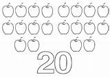 Twenty Pages Apples Number Coloring Numbers Seven Color Coloringpagesonly sketch template