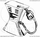 Gas Pump Station Clipart Retro Illustration Royalty Patrimonio Vector Coloring Pages sketch template